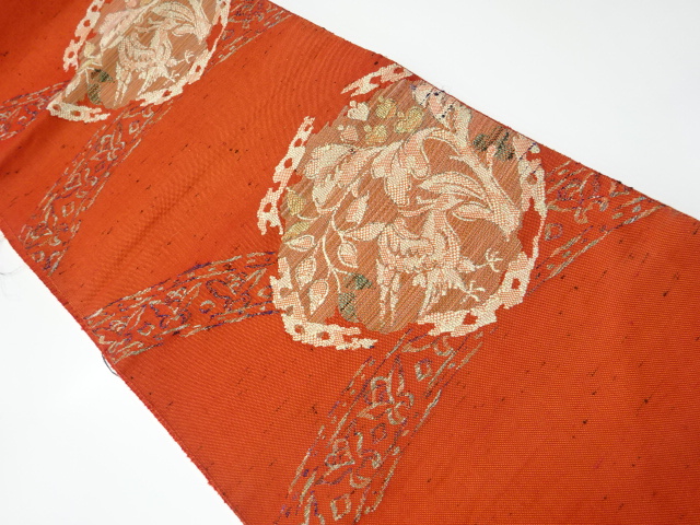 JAPANESE KIMONO / VINTAGE NAGOYA OBI / TSUMUGI / WOVEN TREE & BIRD
